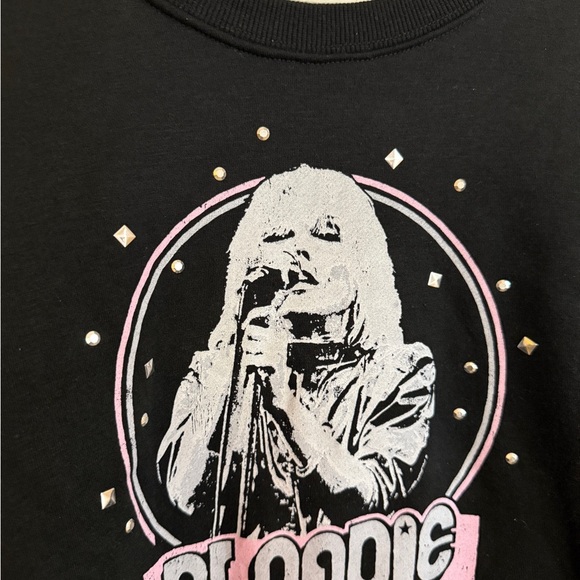 Black Blondie Fringe Studded Graphic Sweatshirt Women’s Large Black - Picture 4 of 8